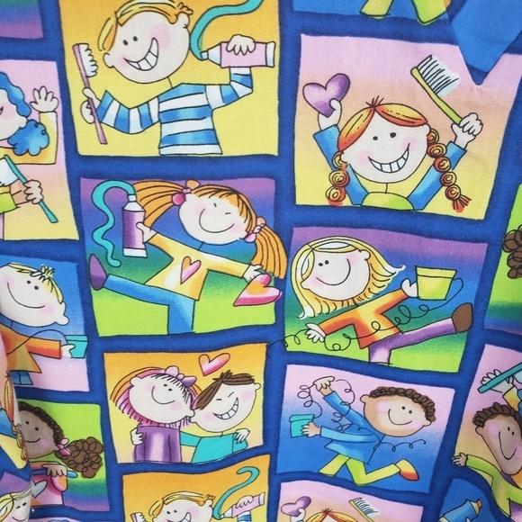WS Fundamentally Cotton Blue Kid's  Dental Scrub Top Sz L - Picture 3 of 8
